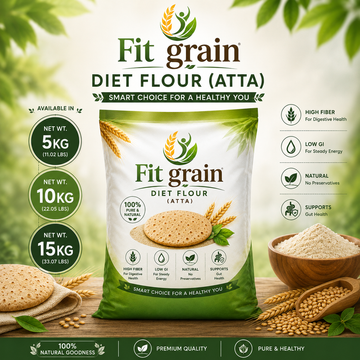 Fit Grain™ Diet Flour (Atta) 5kg -10kg-15kg | High Fiber | Low GI | 100% Natural